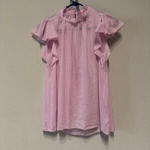Kate Spade Solid Pink High Neck Blouse